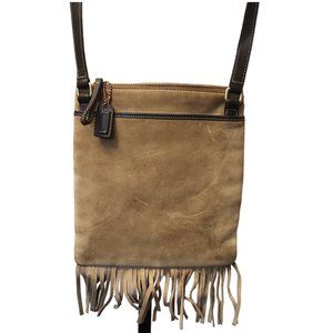 Vintage Coach Tan Suede Fringed Crossbody Bag